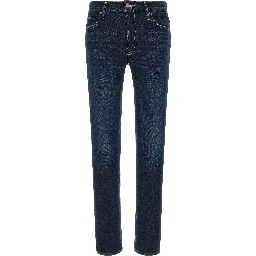 Blue Cotton Straight-Leg Jeans