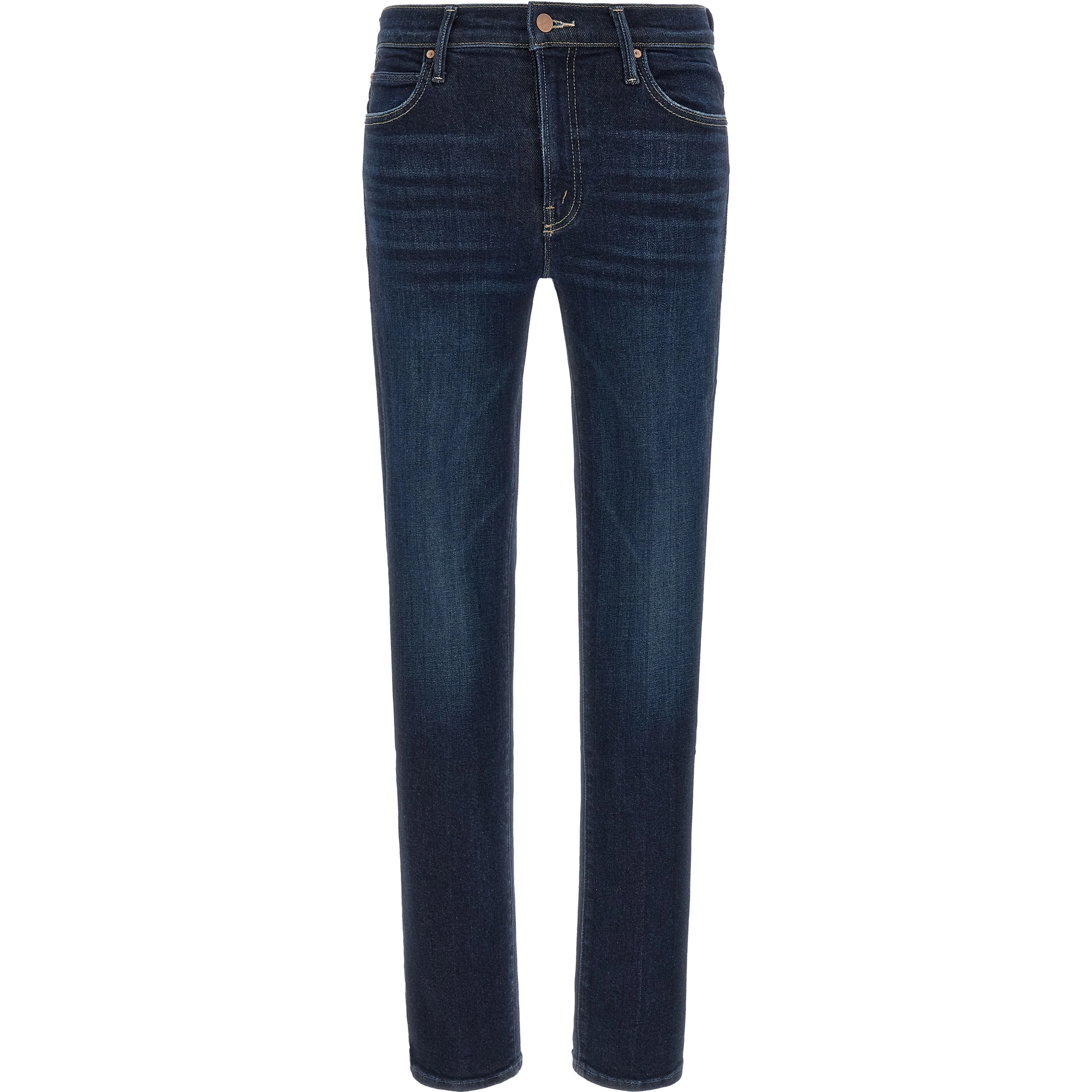 Blue Cotton Straight-Leg Jeans