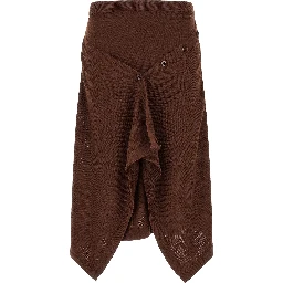 Brown Wool Midi Skirt