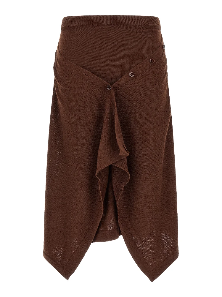 Brown Wool Midi Skirt