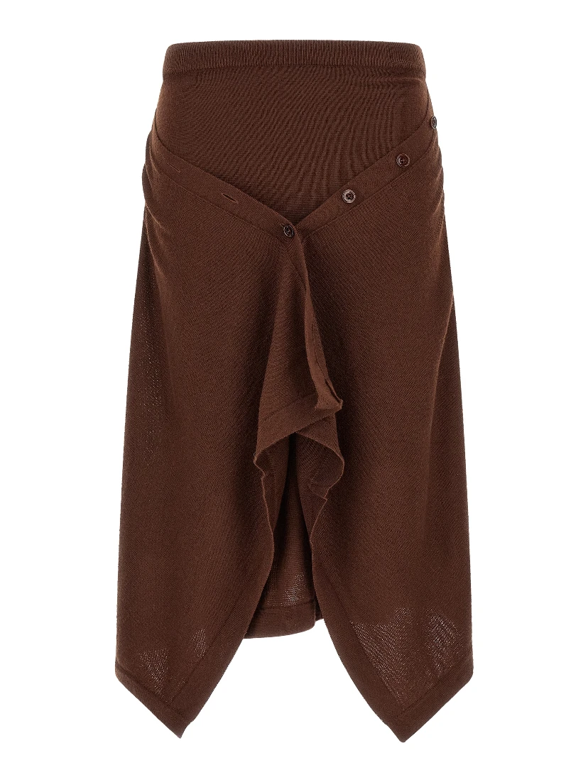 Brown Wool Midi Skirt