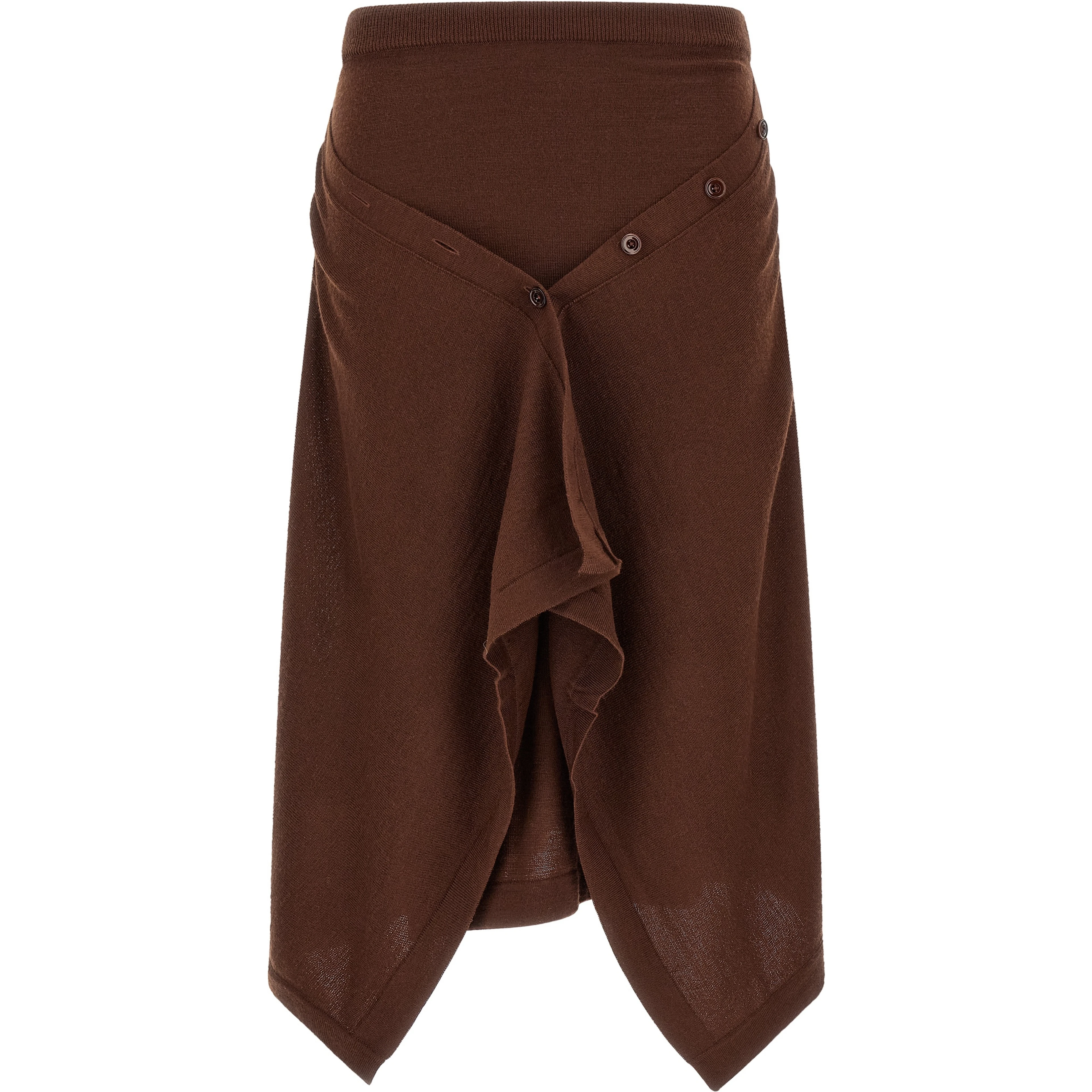 Brown Wool Midi Skirt