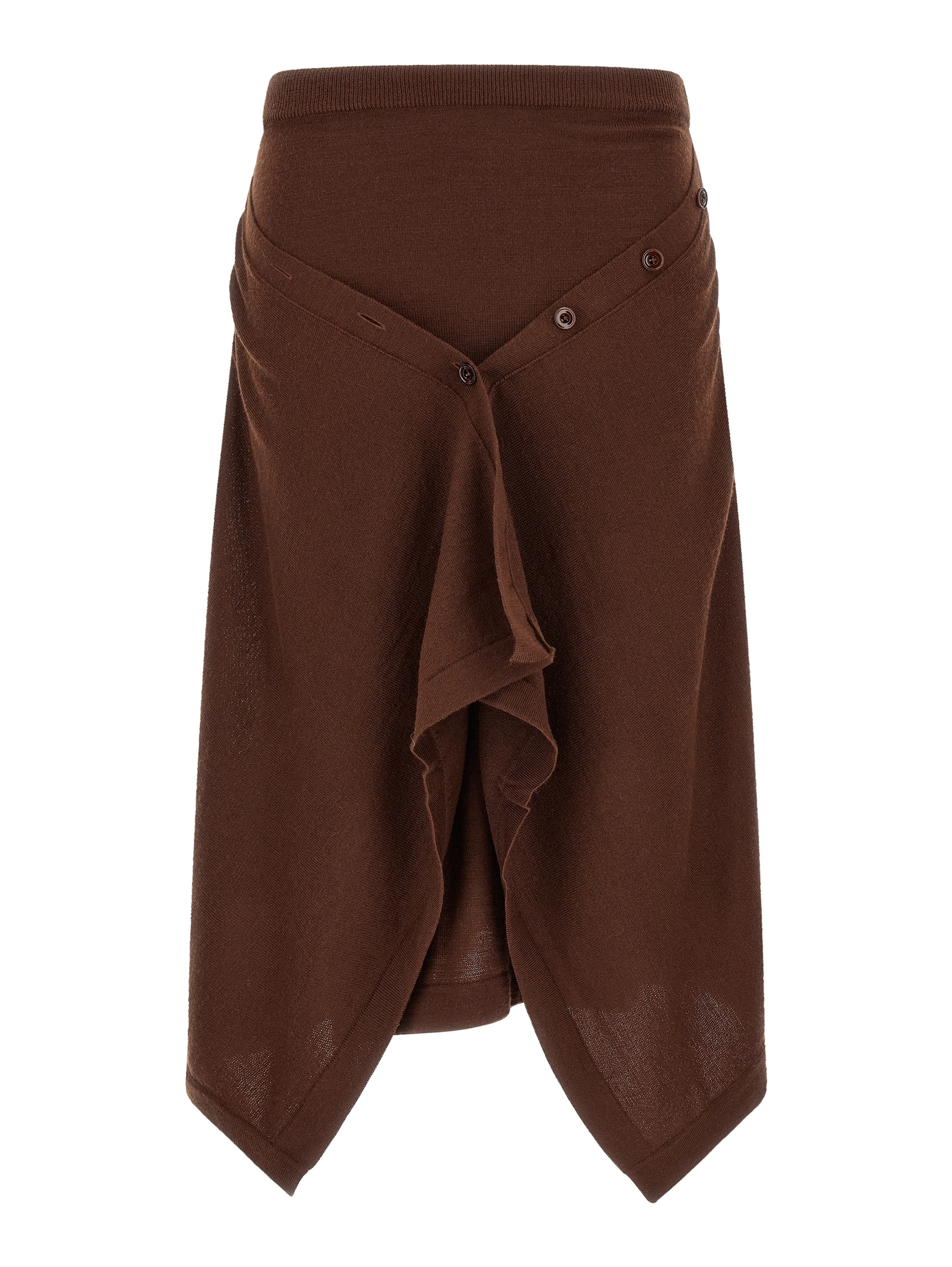 Brown Wool Midi Skirt