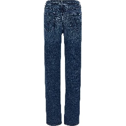Blue Cotton Straight-Leg Jeans