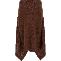 Brown Wool Midi Skirt
