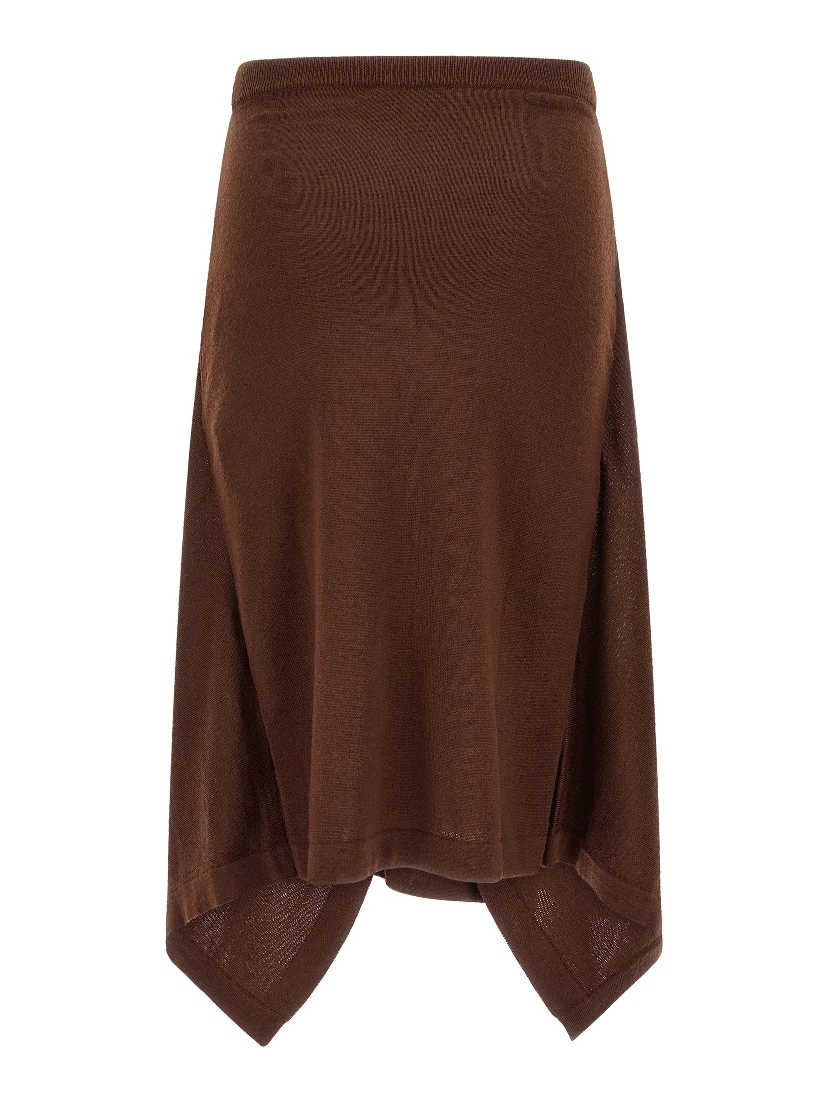 Brown Wool Midi Skirt