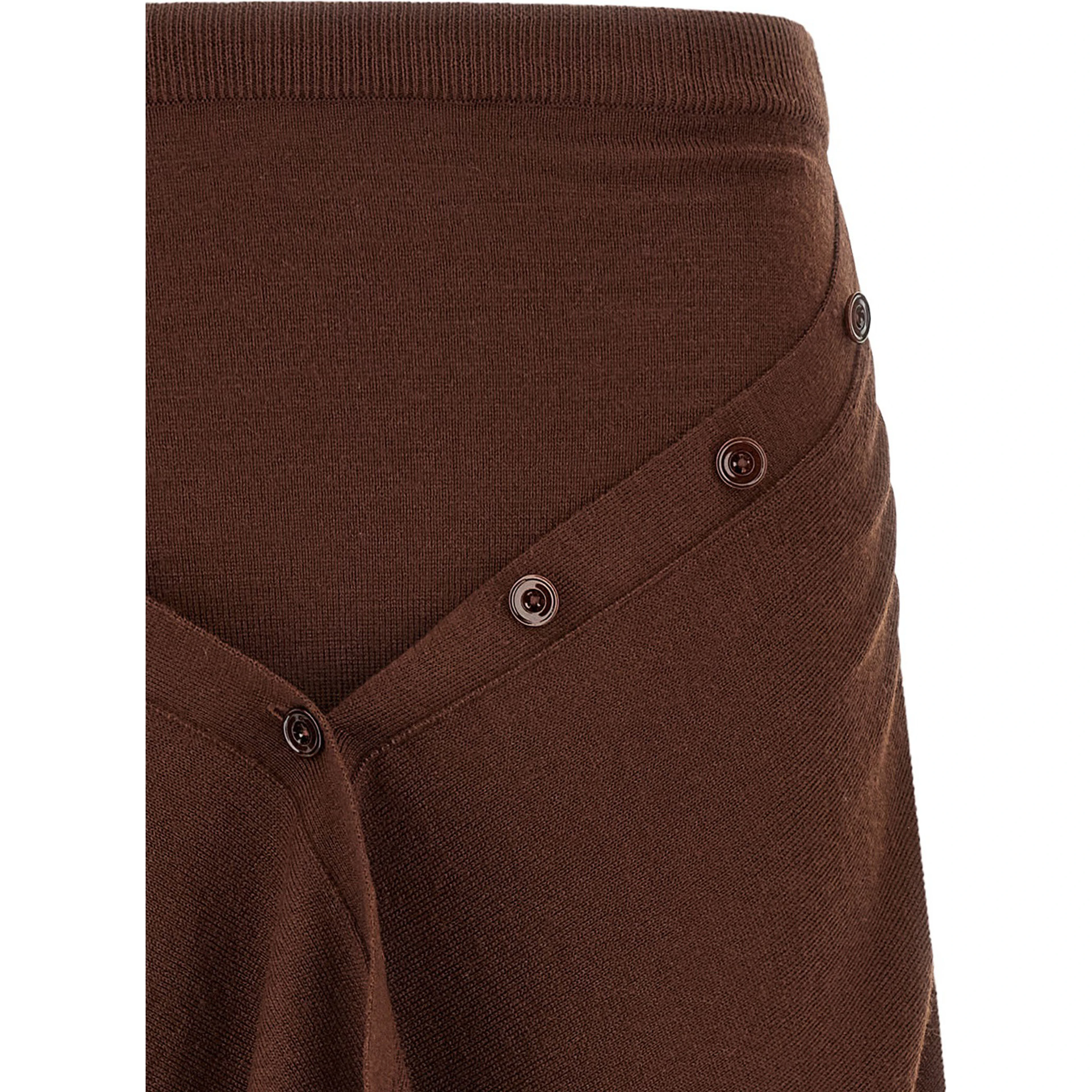 Brown Wool Midi Skirt