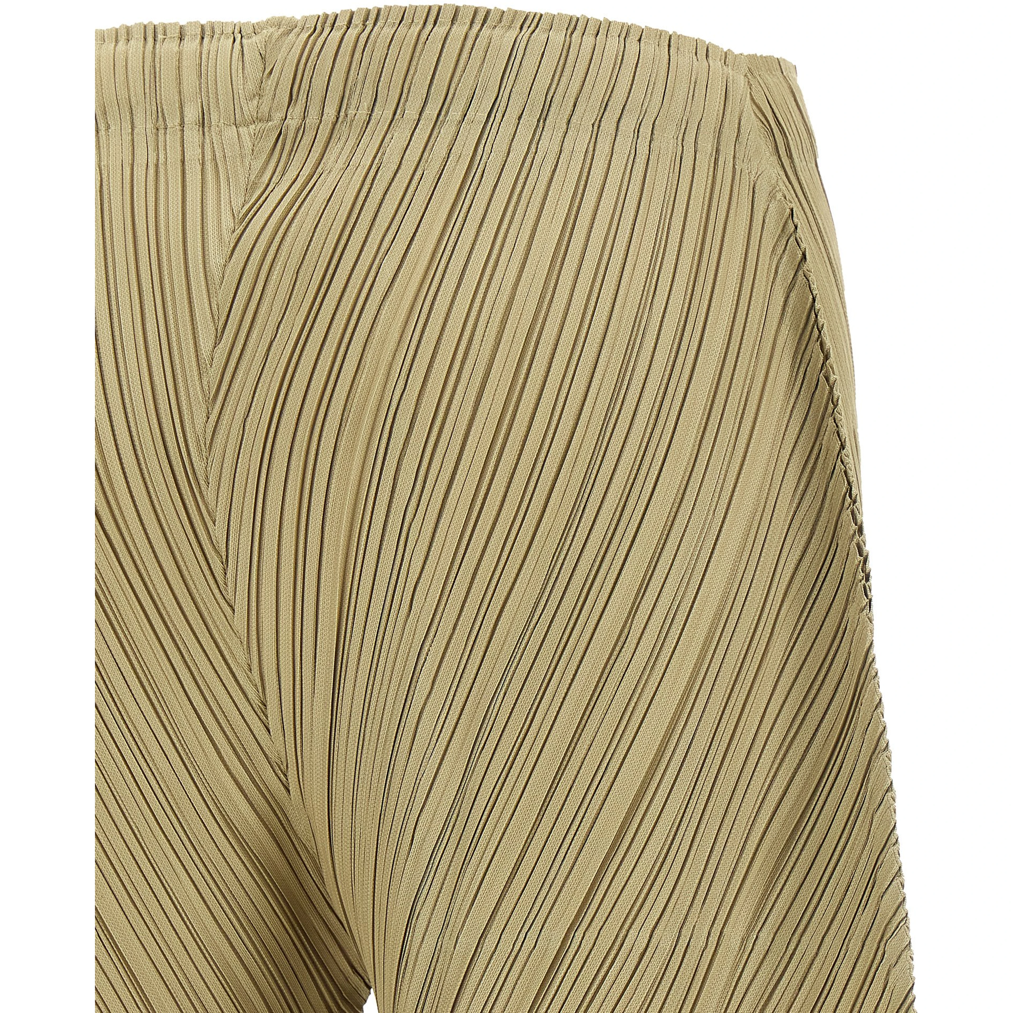 Beige Polyester Casual Pants