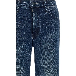 Blue Cotton Straight-Leg Jeans