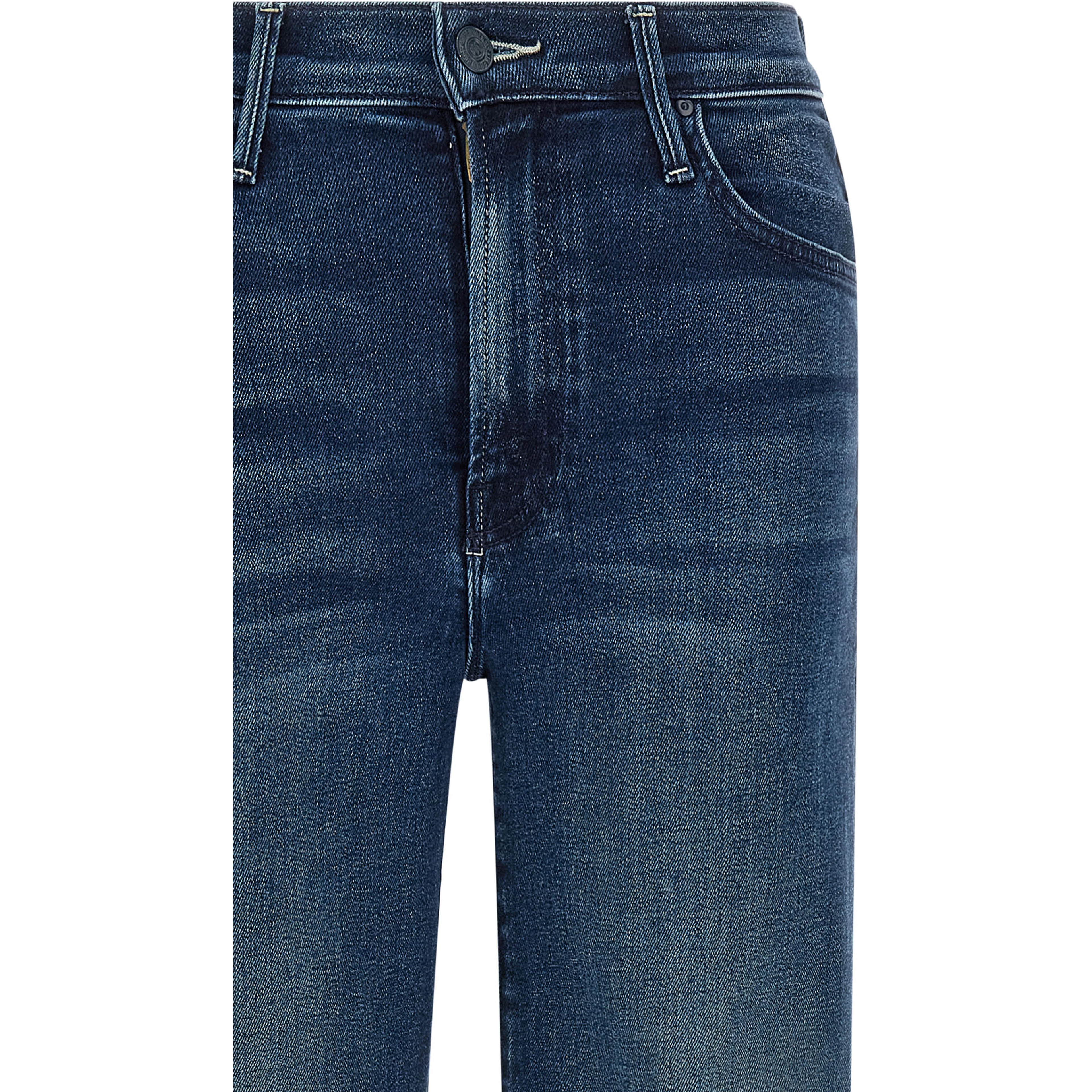 Blue Cotton Straight-Leg Jeans