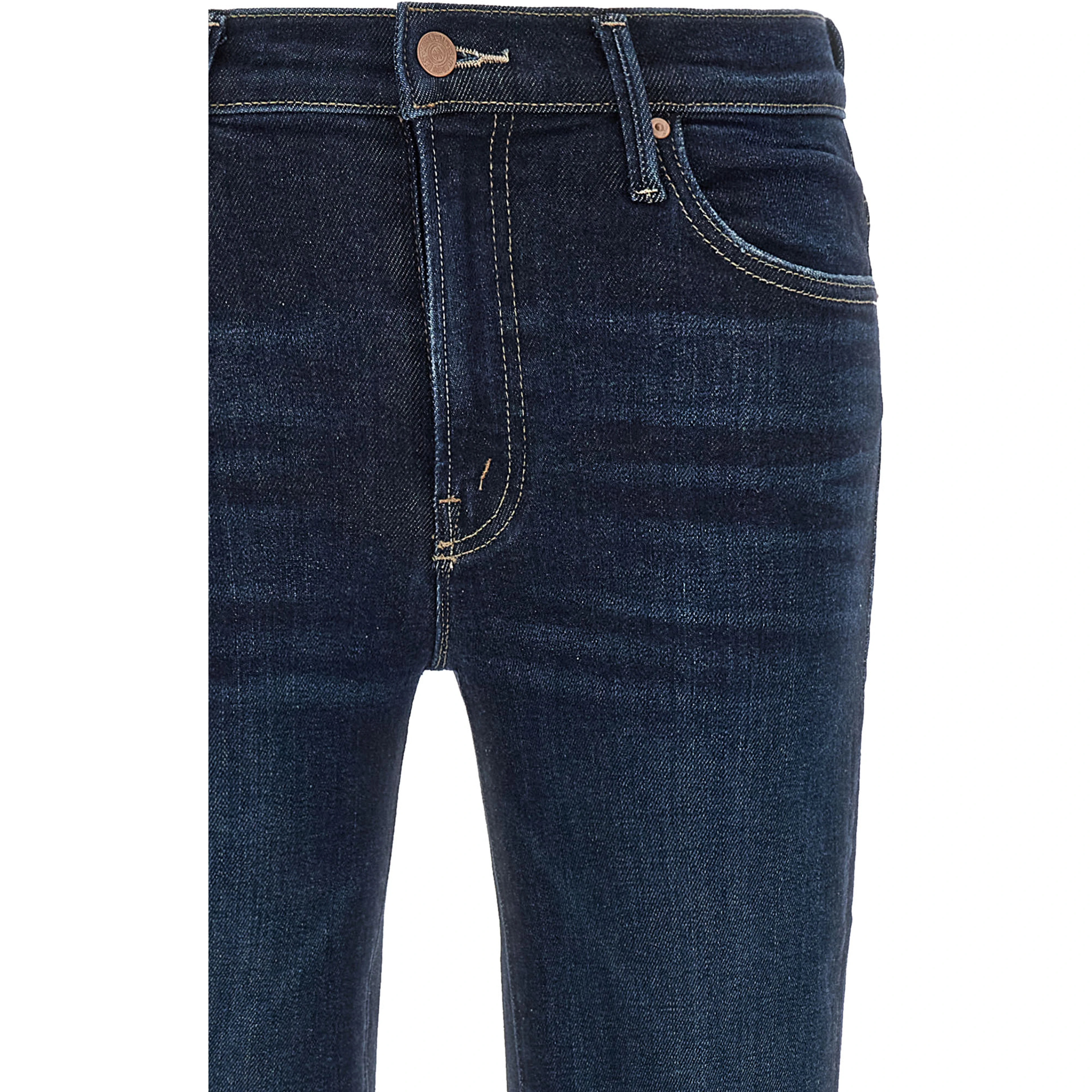 Blue Cotton Straight-Leg Jeans
