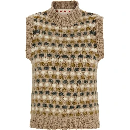 Beige Wool Sleeveless Jacket