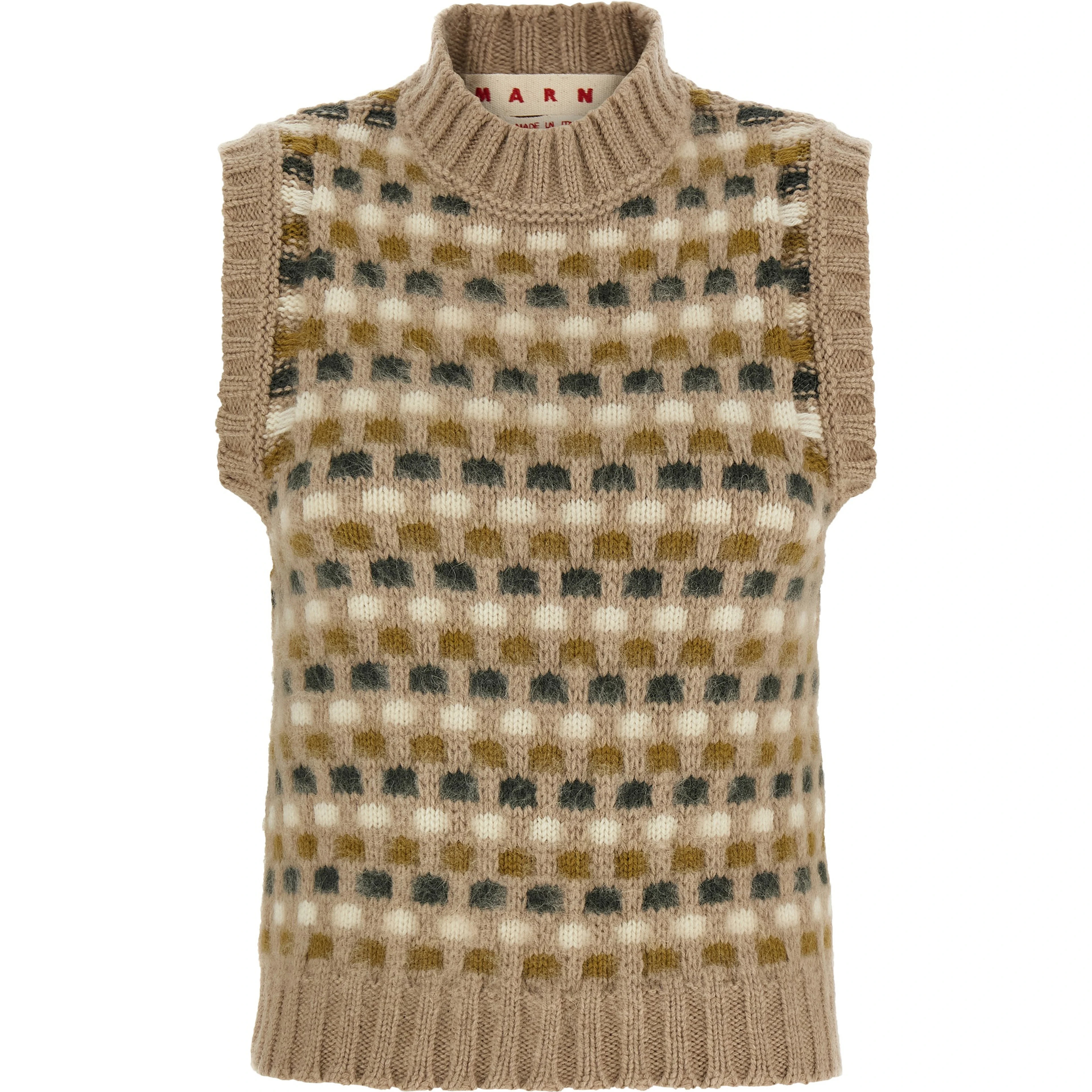 Beige Wool Sleeveless Jacket