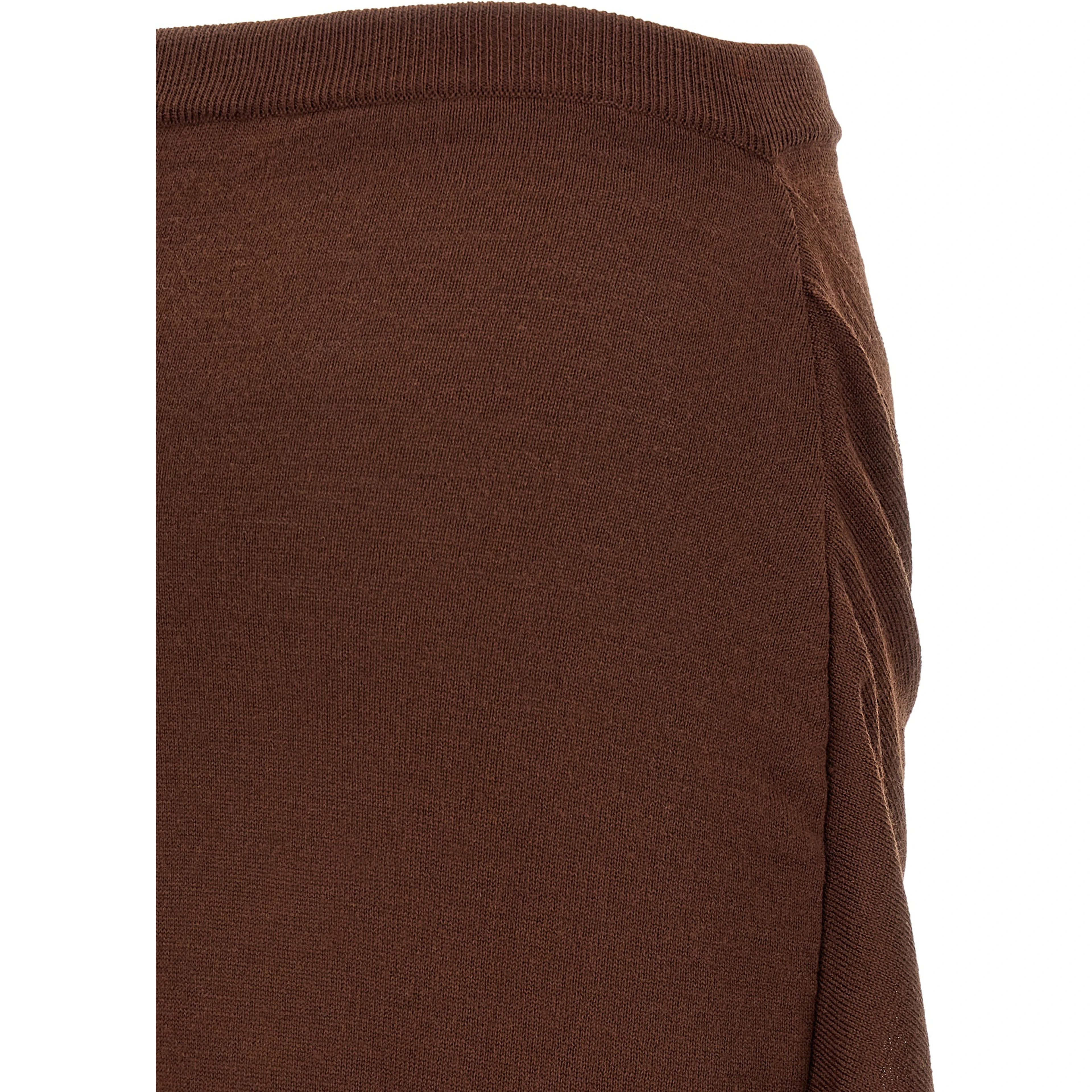 Brown Wool Midi Skirt