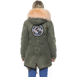 Green Cotton Women Jacket