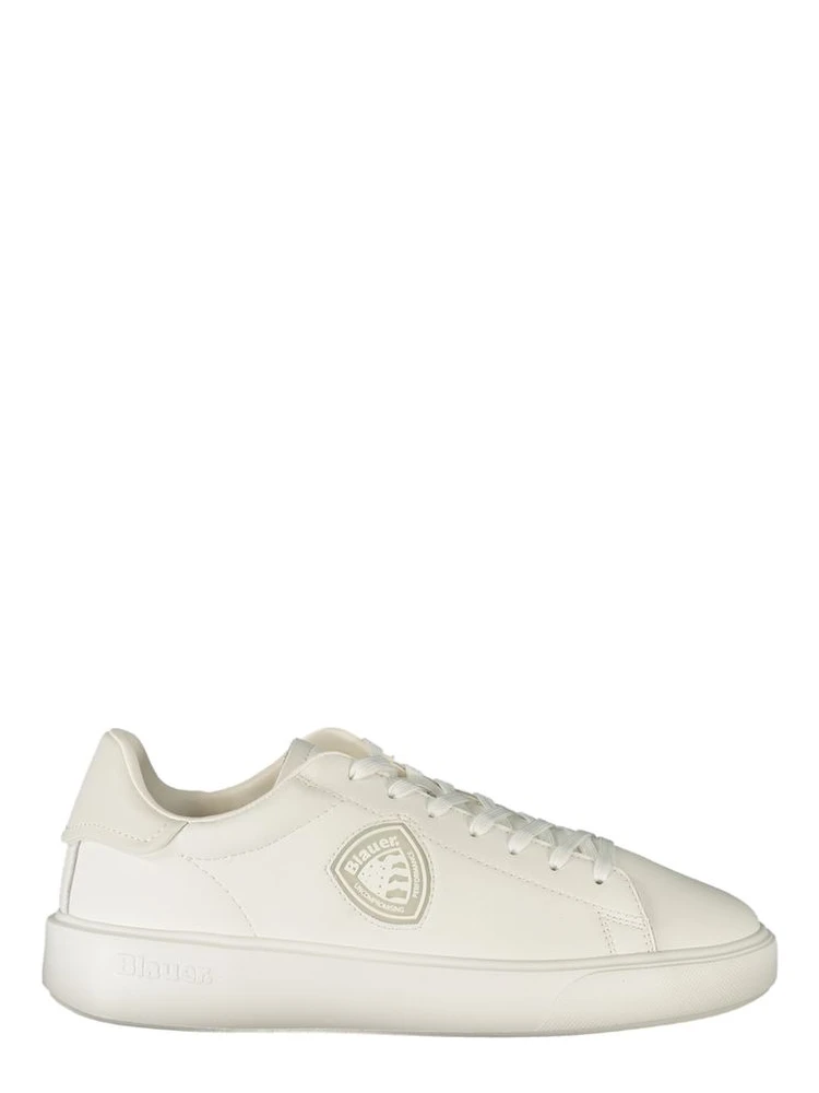 White Polyester Athletic Sneakers