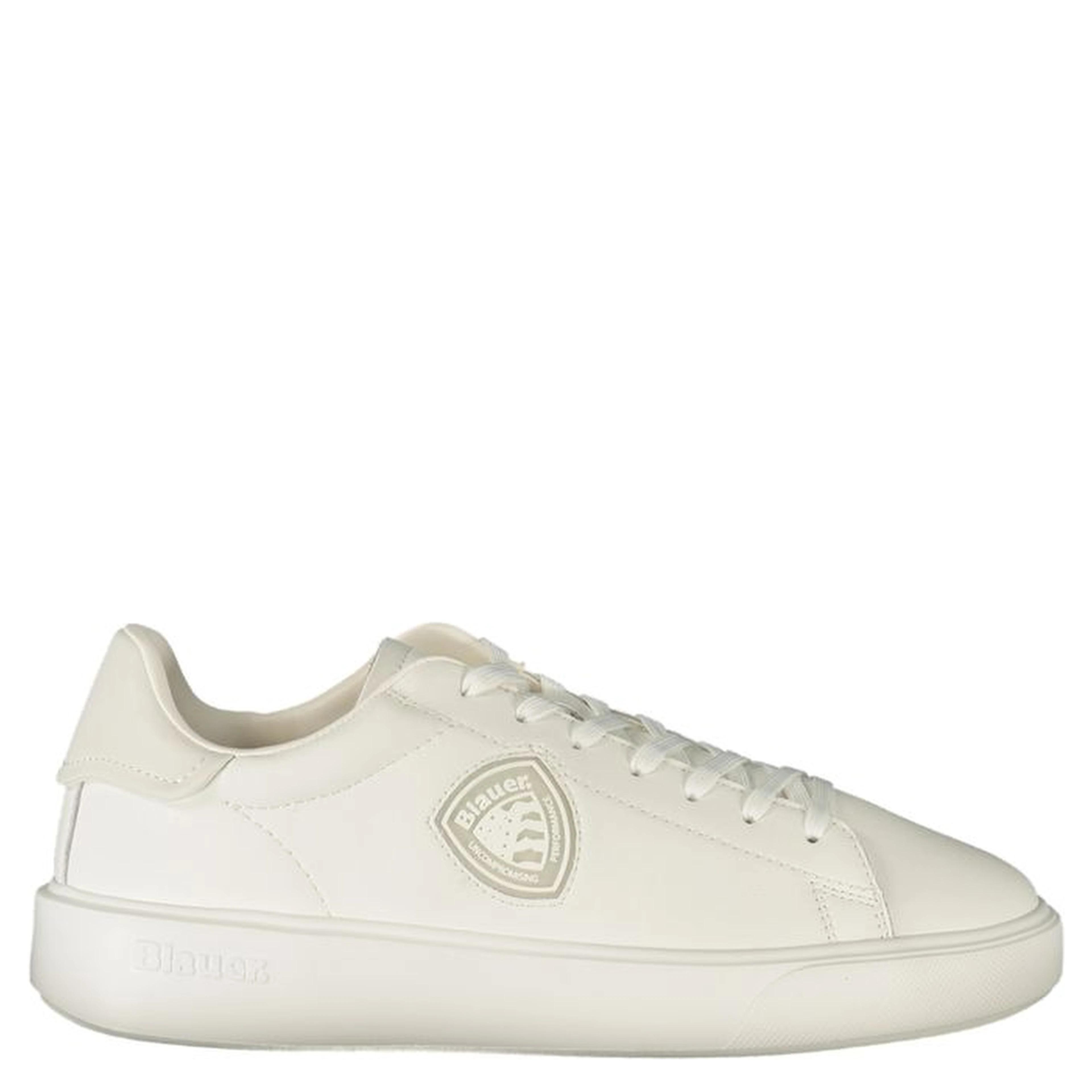 White Polyester Athletic Sneakers