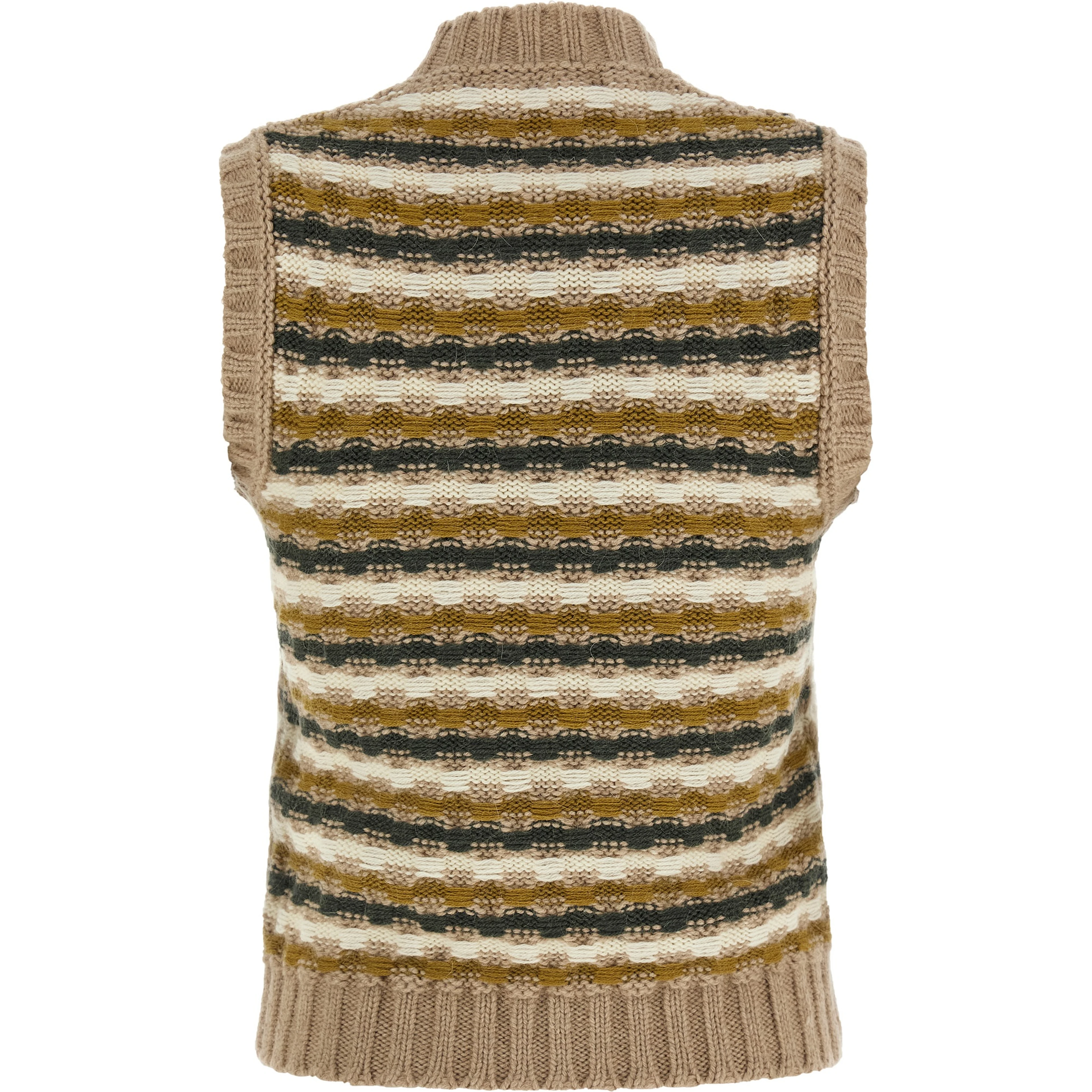 Beige Wool Sleeveless Jacket