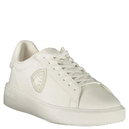 White Polyester Athletic Sneakers