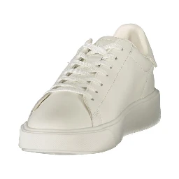 White Polyester Athletic Sneakers