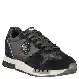 Black Polyester Athletic Sneakers