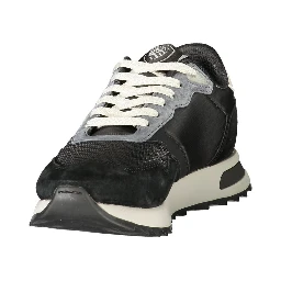 Black Polyester Athletic Sneakers