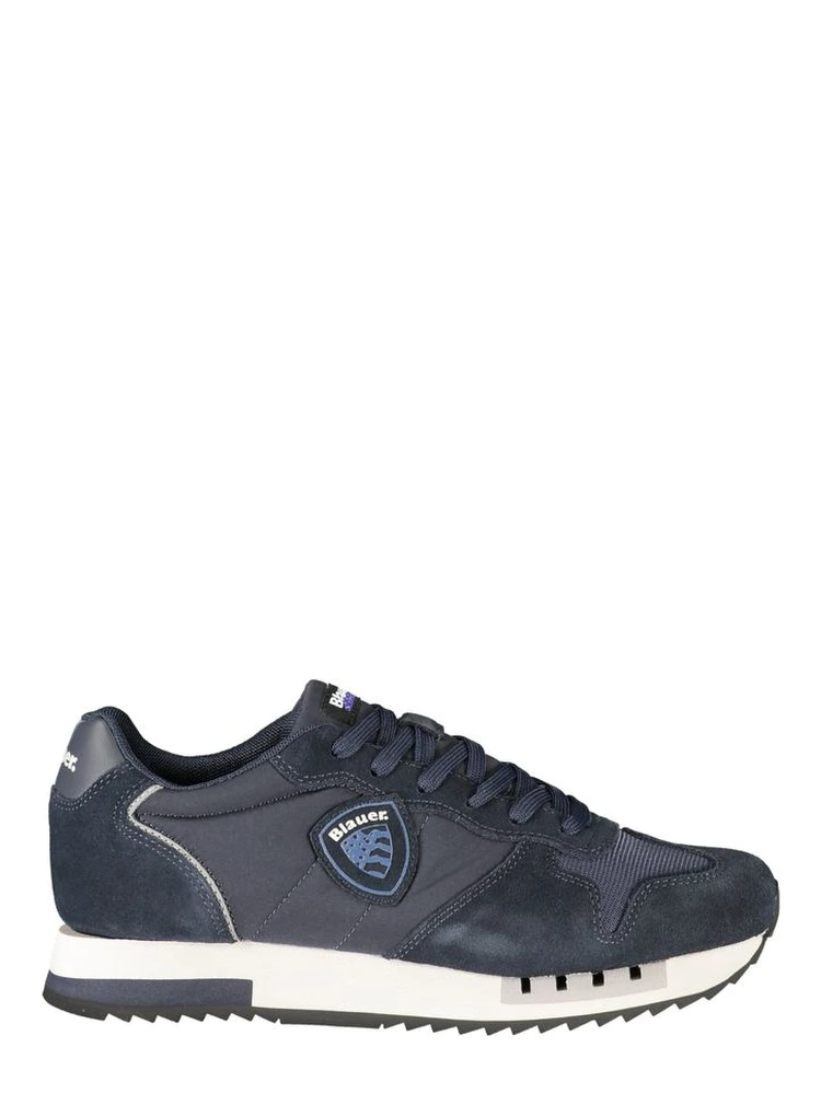 Blue Polyester Athletic Sneakers