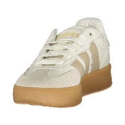 White Polyester Athletic Sneakers