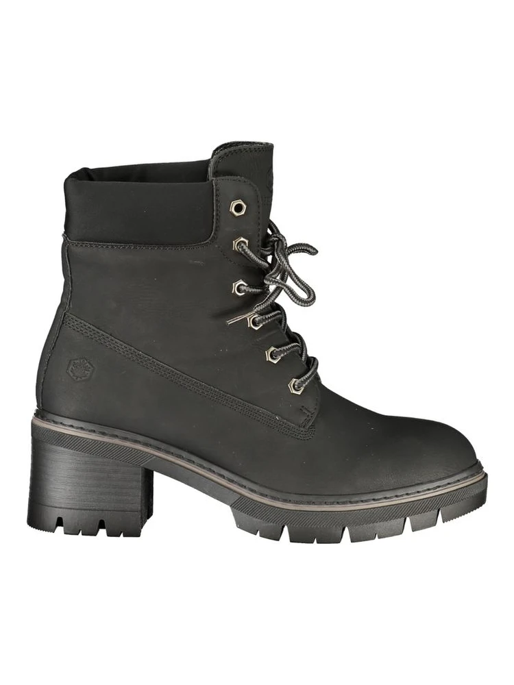 Black Polyester Ankle Boots