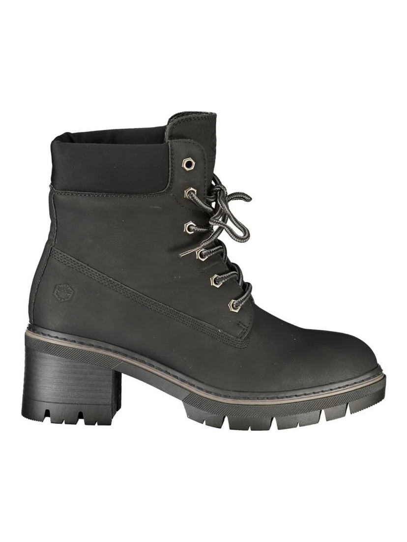 Black Polyester Ankle Boots