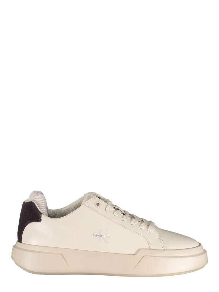 White Polyester Athletic Sneakers