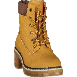 Yellow Polyester Ankle Boots