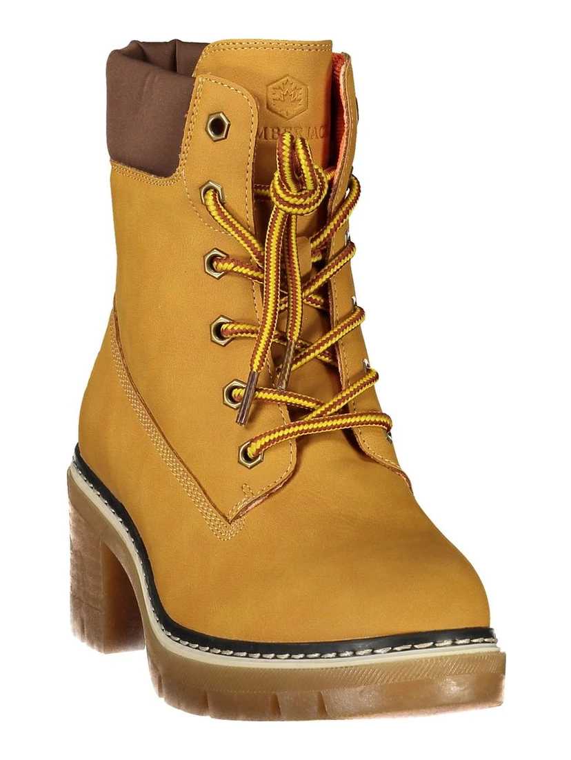 Yellow Polyester Ankle Boots