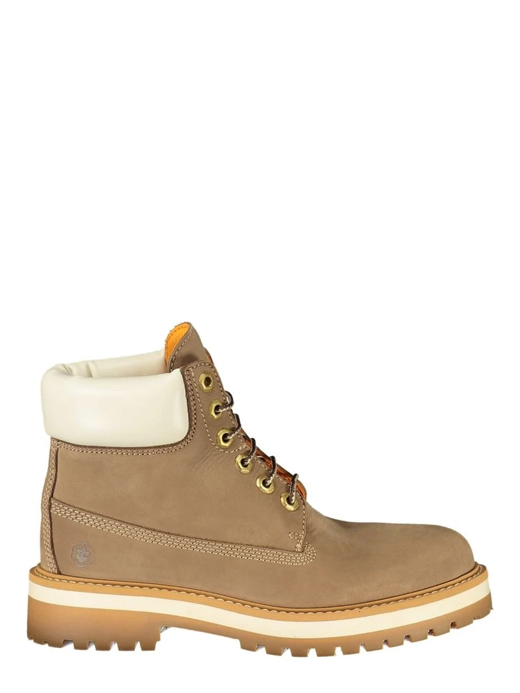 Beige Polyester Ankle Boots