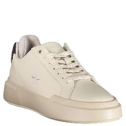 White Polyester Athletic Sneakers