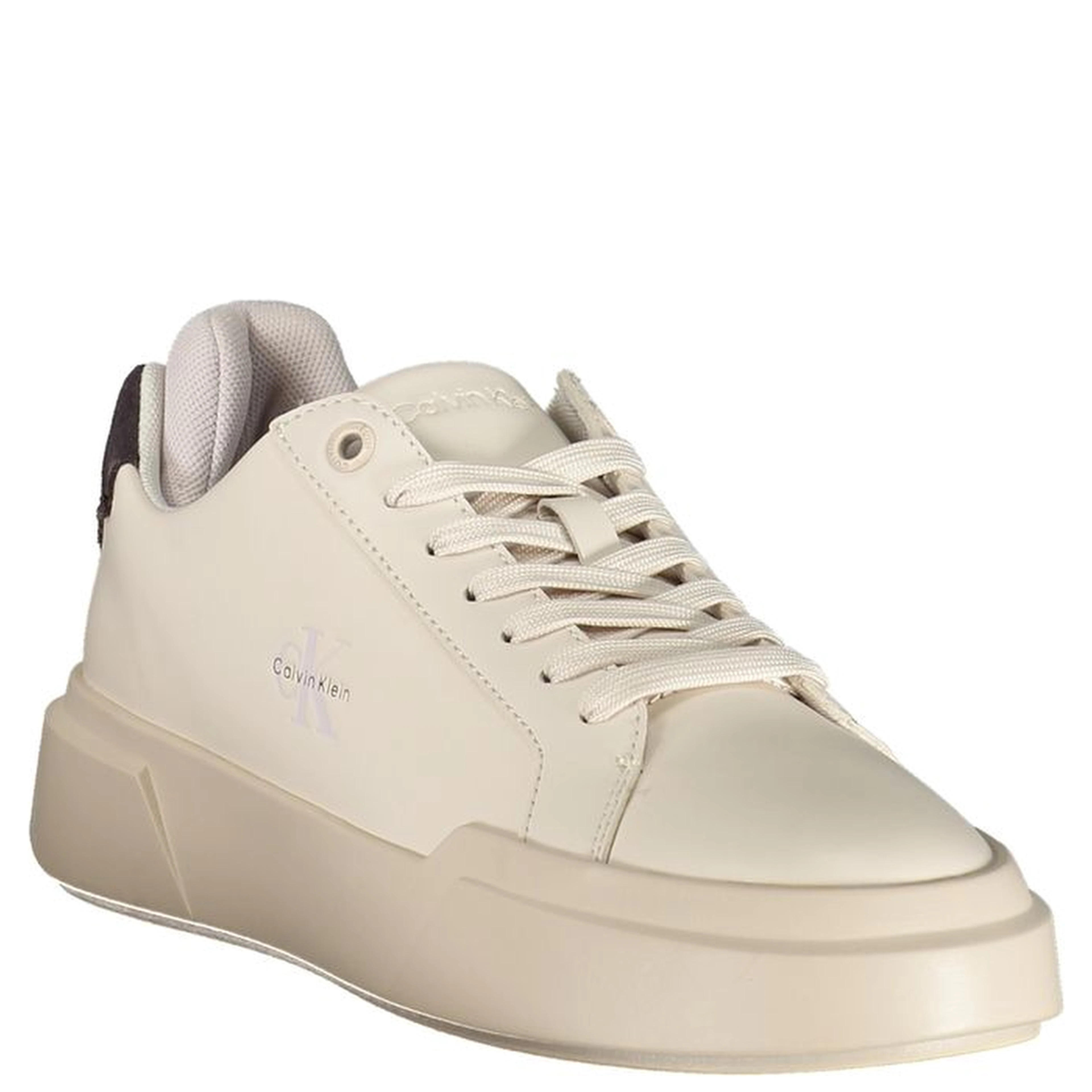 White Polyester Athletic Sneakers
