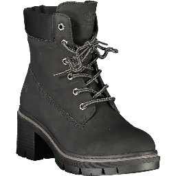 Black Polyester Ankle Boots