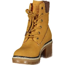 Yellow Polyester Ankle Boots