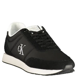 Black Polyester Athletic Sneakers