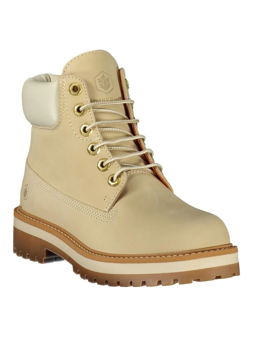 Beige Polyester Ankle Boots