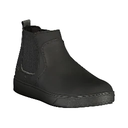 Black Polyester Ankle Boots