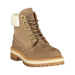Beige Polyester Ankle Boots