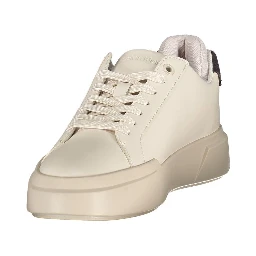 White Polyester Athletic Sneakers