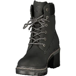 Black Polyester Ankle Boots