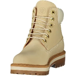 Beige Polyester Ankle Boots
