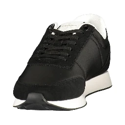 Black Polyester Athletic Sneakers