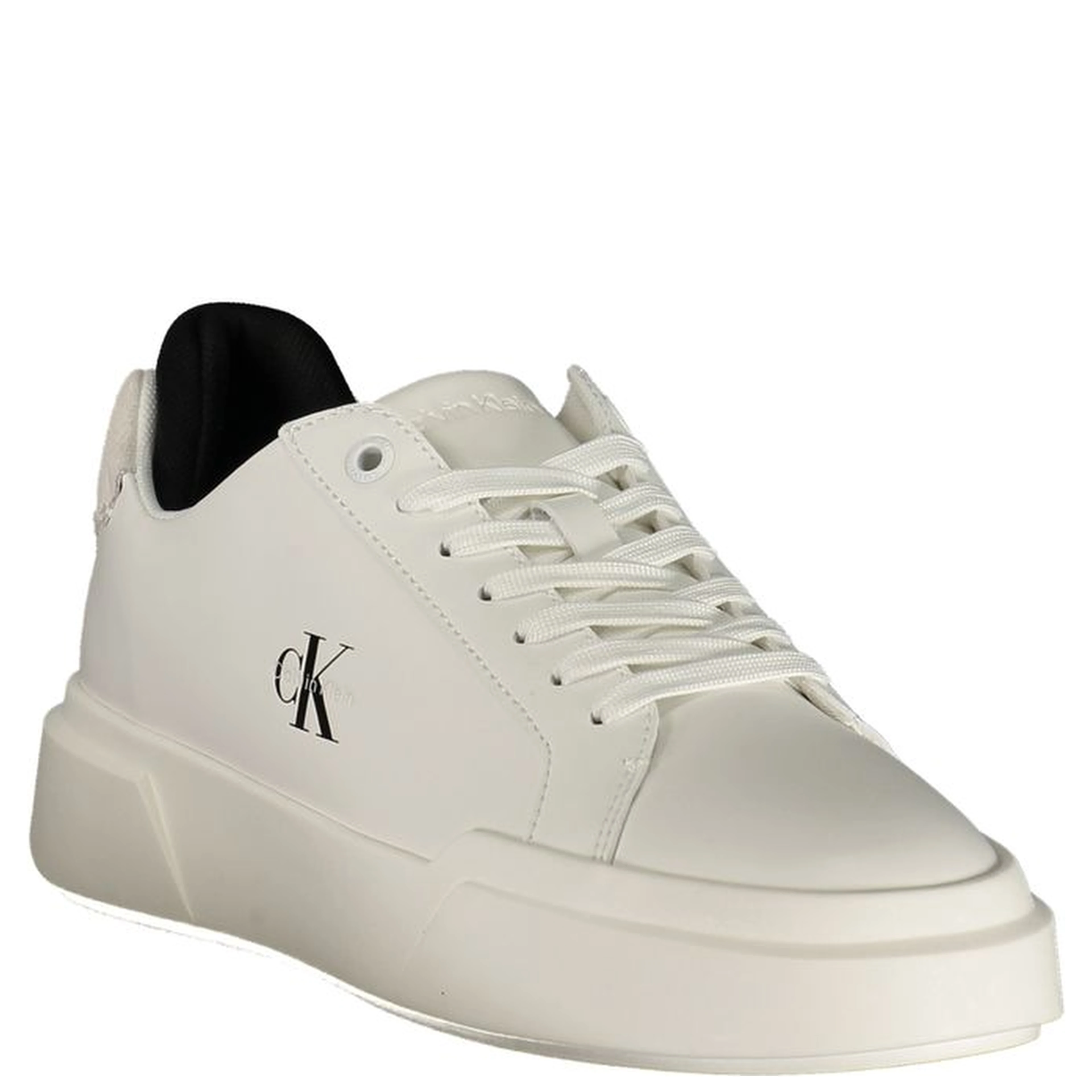 White Polyester Athletic Sneakers