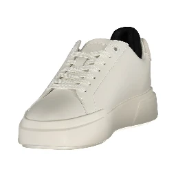 White Polyester Athletic Sneakers