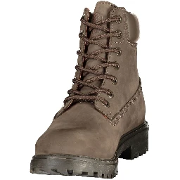 Brown Polyester Ankle Boots