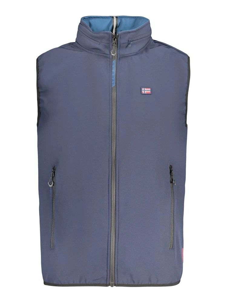Blue Polyester Men's Vest